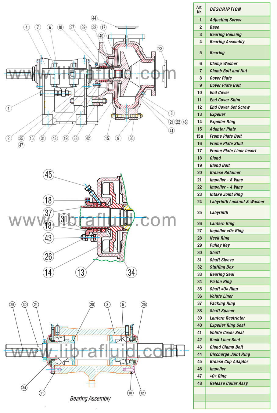 Light duty slurry pump assembly drawing