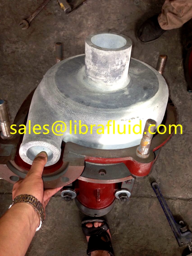 Ceramic slurry pump part assembly into 4x3 slurry pump